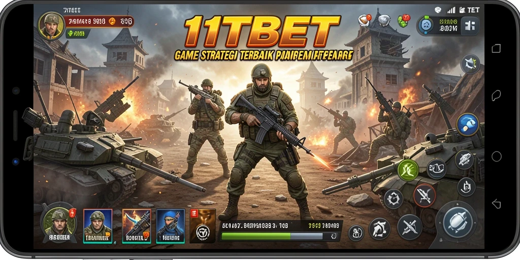Tampilan gameplay menegangkan dari 11TBET yang mencerminkan strategi perang.