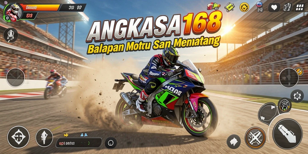 Tampilan gameplay balapan motor yang seru di ANGKASA168.