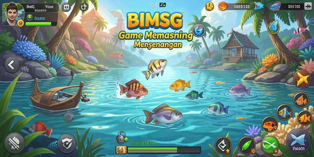 Gameplay memancing yang seru dan menarik dalam BIGMSG.