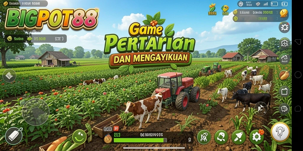 Tampilan gameplay pertanian yang memukau di BIGPOT88.
