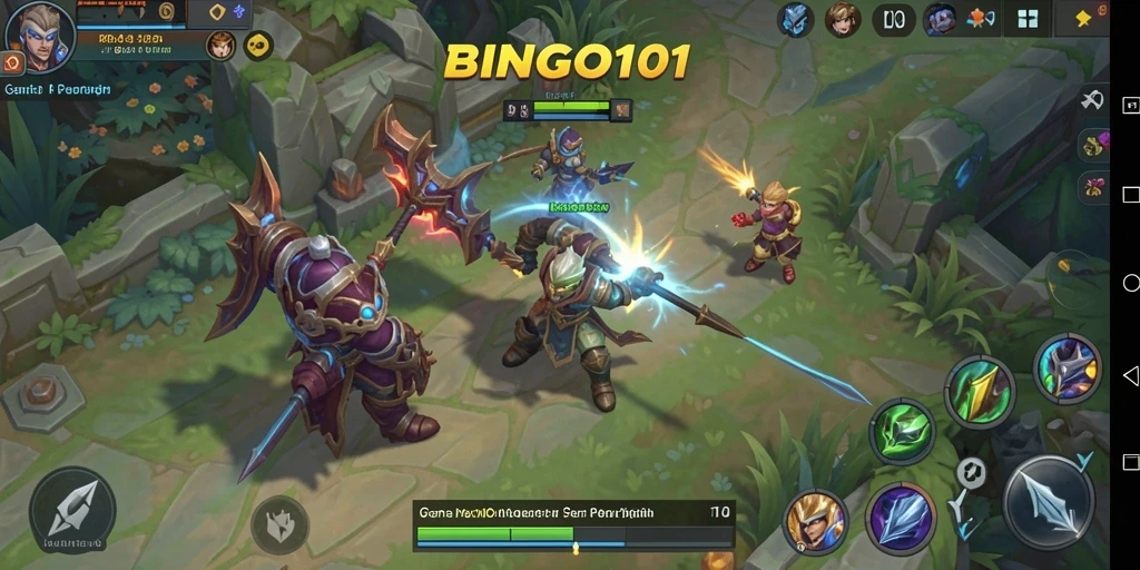 Screenshot BINGO101 menampilkan aksi seru dalam gameplay MOBA.