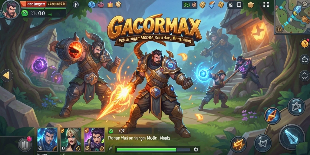 Tampilan seru gameplay MOBA dalam GACORMAX