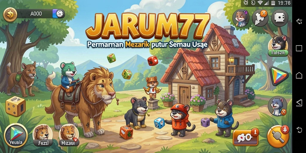 Tampilan gameplay menarik dari JARUM77 yang penuh warna.