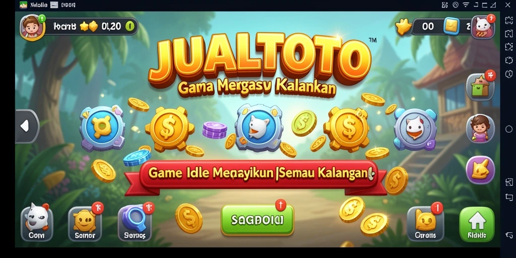 Tampilan gameplay <strong>JUALTOTO</strong> yang mengasyikkan dalam gaya Idle.