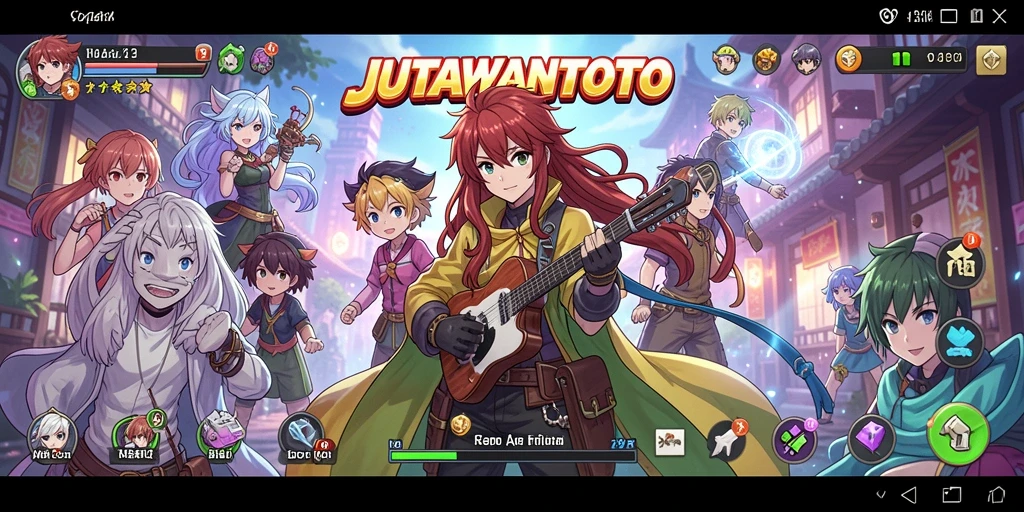 Tampilan gameplay seru dalam JUTAWANTOTO dengan karakter anime favorit.