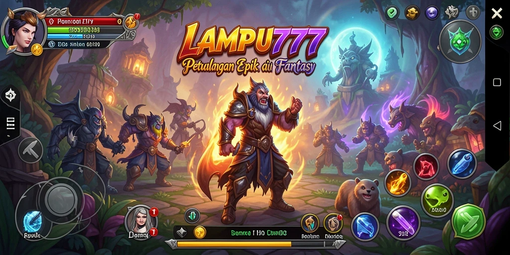 Tampilan gameplay LAMPU777 dengan karakter dan pertarungan yang mendalam.
