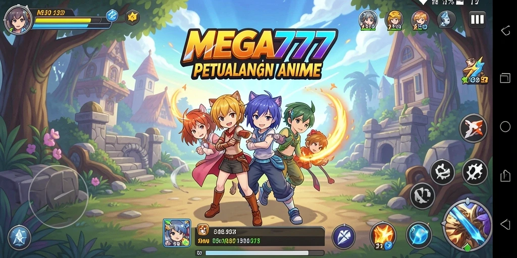 Tampilan seru gameplay MEGA777 dengan karakter Anime ikonik.