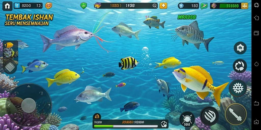 Tampilan gameplay menantang dalam MR888 saat menangkap ikan.