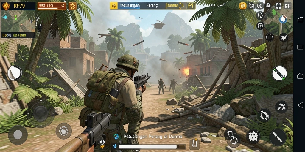 Gameplay RP79 yang intens dan mendebarkan saat pertempuran.