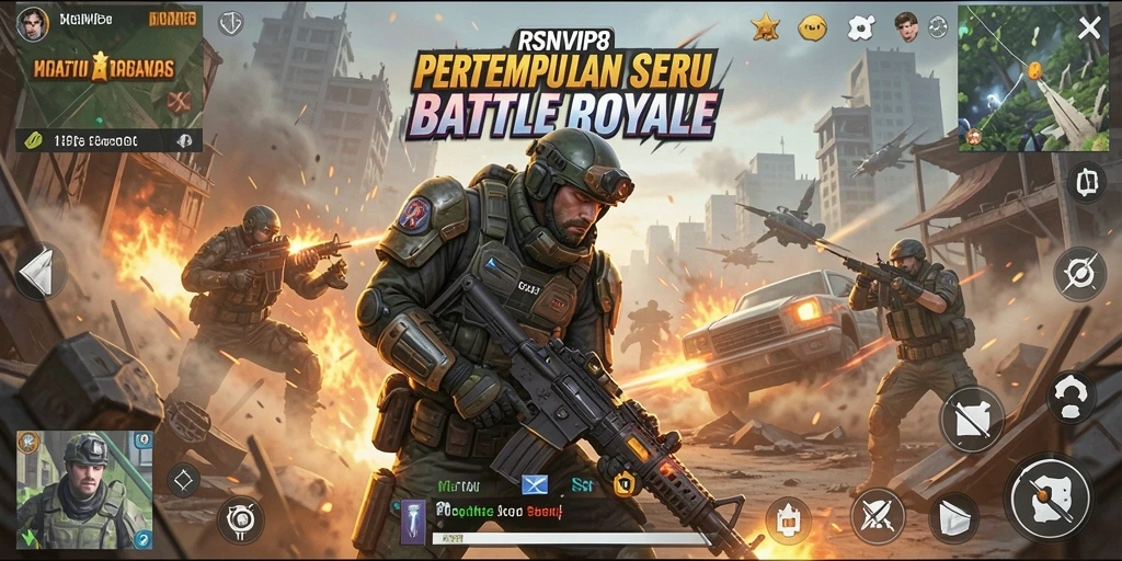 Tampilan seru dari gameplay RSNVIP8 yang mendebarkan dalam Battle Royale.
