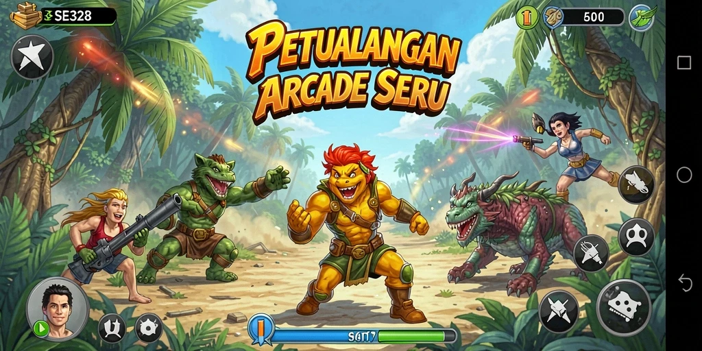 Screenshot menampilkan gameplay Arcade yang seru dan penuh aksi.