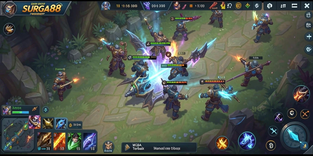 Tampilan gameplay MOBA yang menarik di SURGA88.