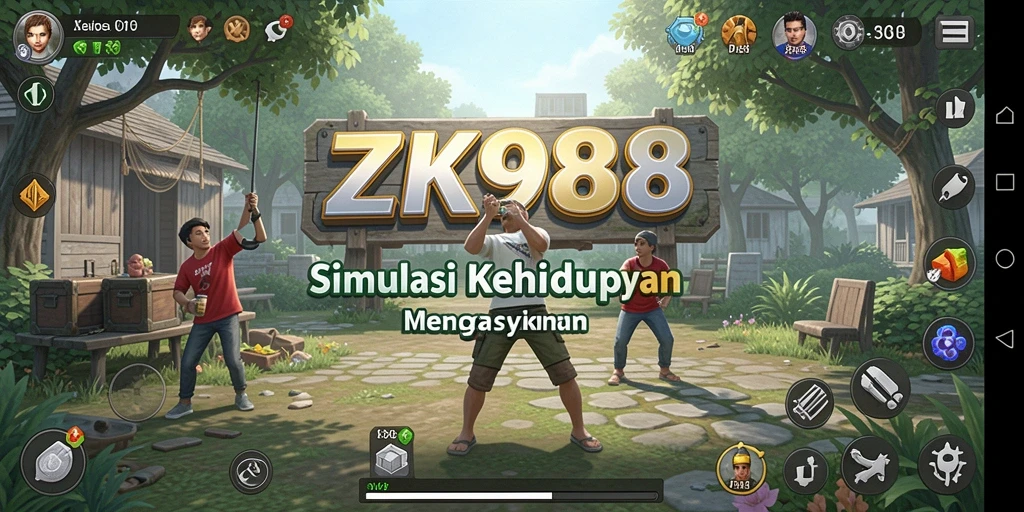 Screenshot gameplay ZK988 menunjukkan interaksi karakter yang mengasyikkan dalam dunia simulasi.